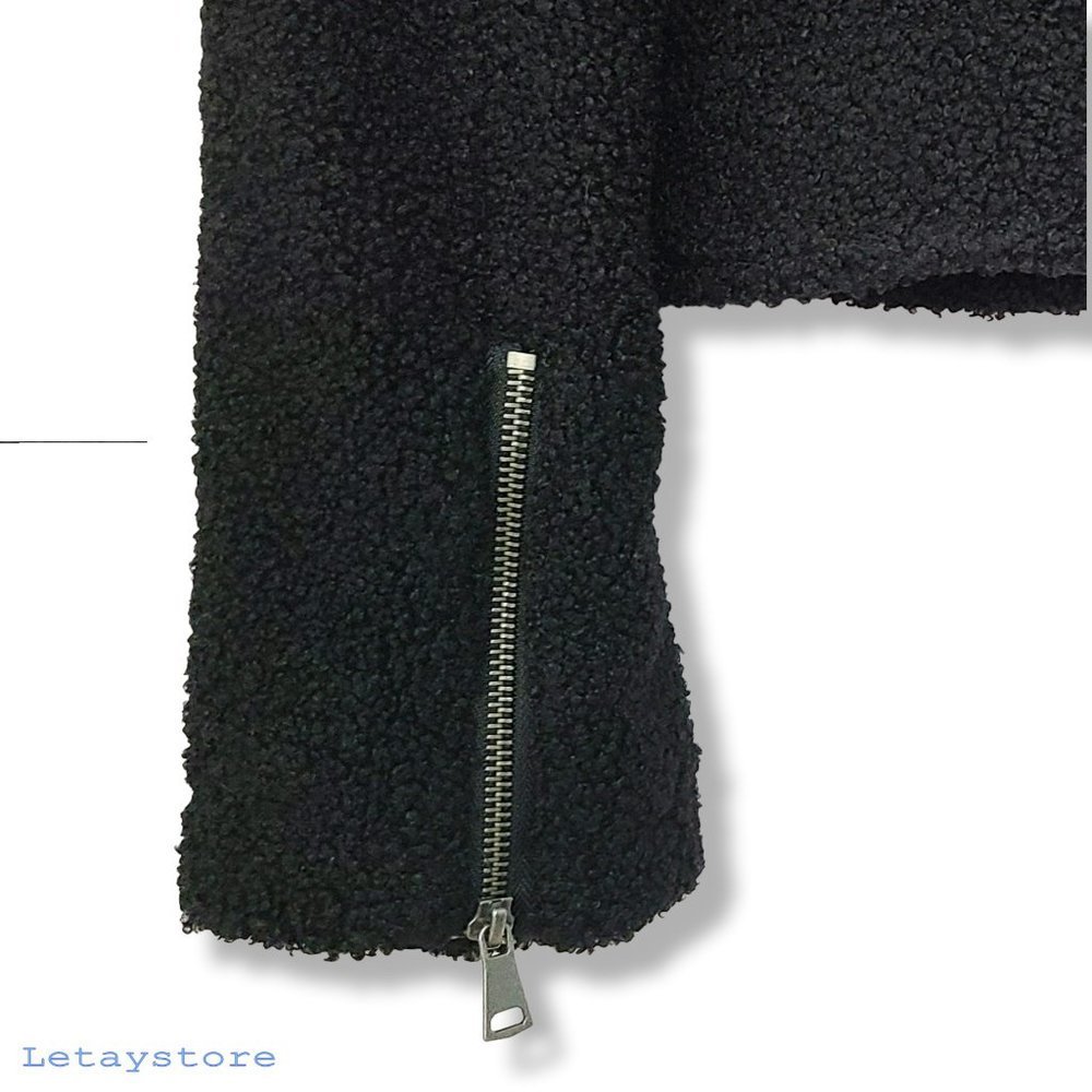 NWT Max Studio Asymmetrical Faux Fur Cozy Moto Jacket - Picture 7 of 8